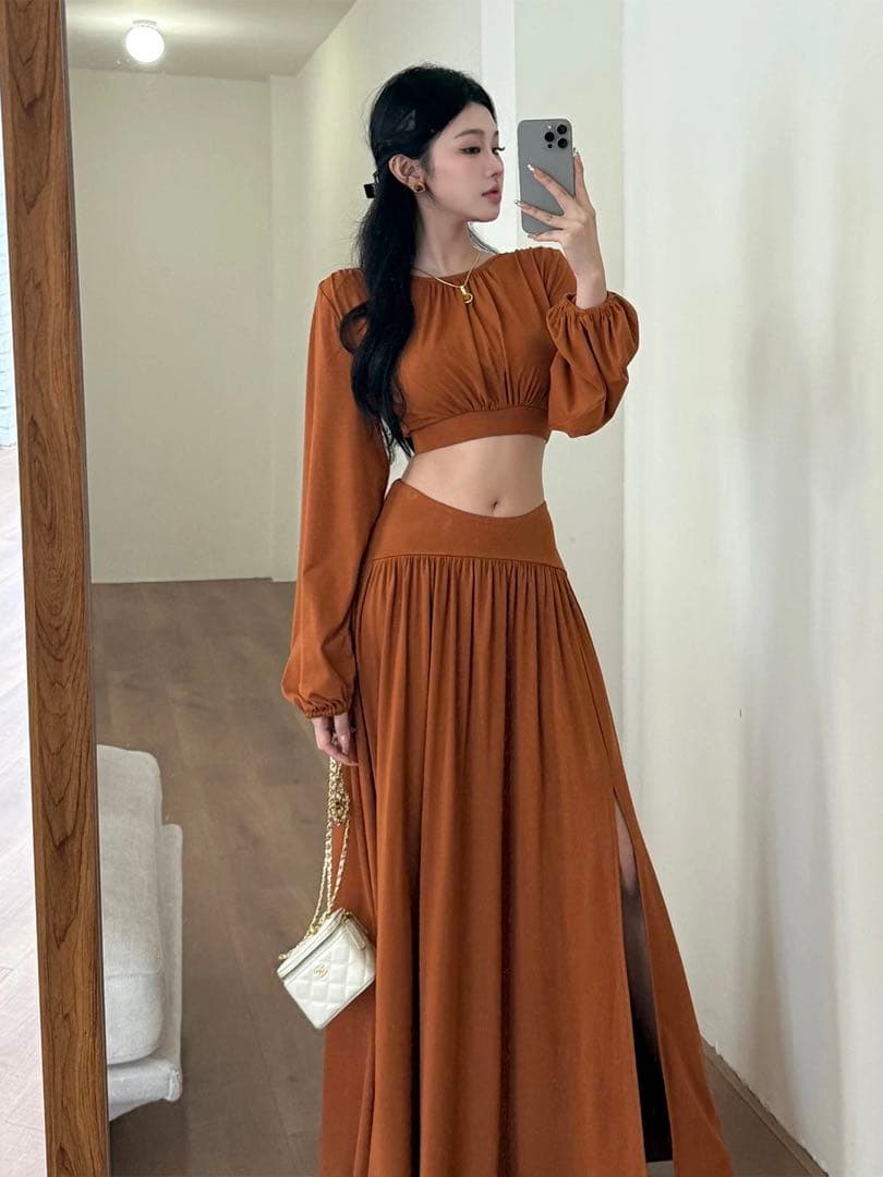 大人気❤️秋ロングセットアップ　シンプル女子会コーデお出かけ用