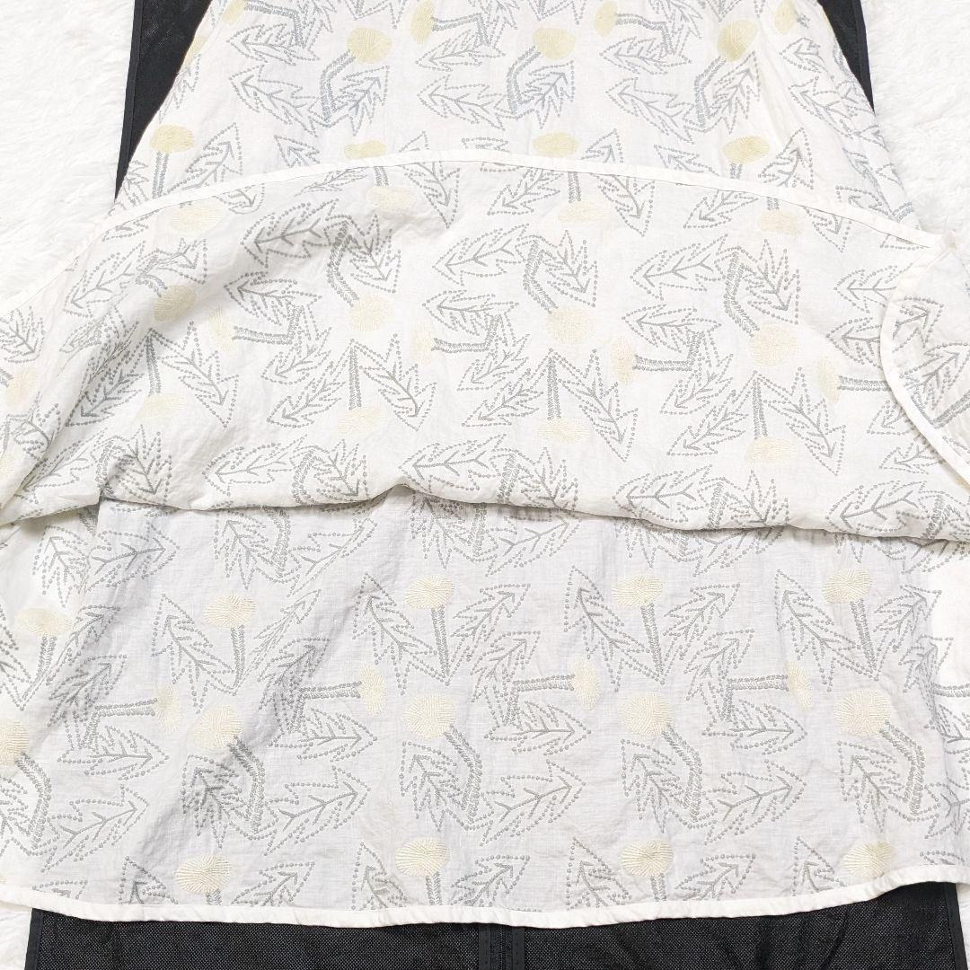 【美品】　ミナペルホネン　tanpopo 刺繍　リネン　ノースリーブワンピース しろうさ様専用 ミナペルホネン たんぽぽワンピース リネン 刺繍