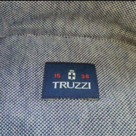 TRUZZI トゥルッツィ イタリア製 ブルー 鹿の子 シャツ M/38-15