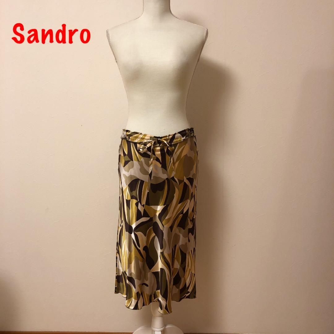 夜空 新品未使用 Sandro シルクイエローブラウンスカート - 通販