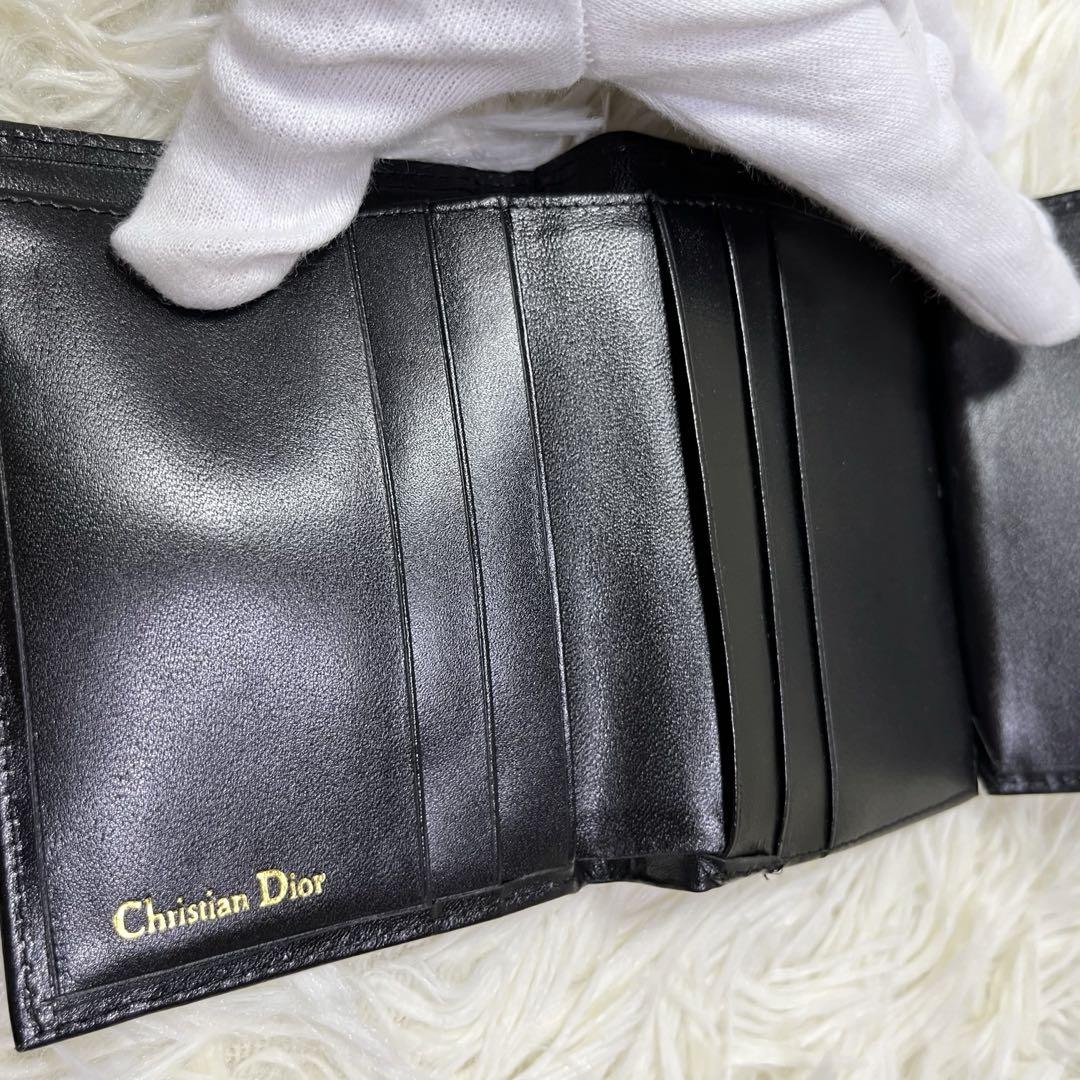 【美品　希少】Dior　折財布　がま口　二つ折り　レザー　ヴィンテージ　黒