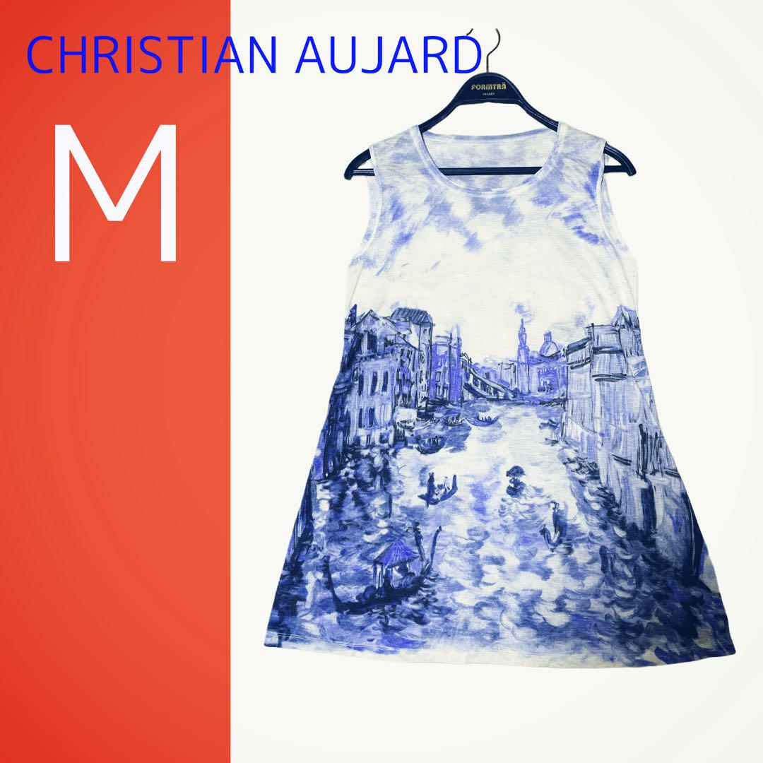 日本製　CHRISTIAN　AUJARD　街並みの絵柄　メッシュチュニック　M