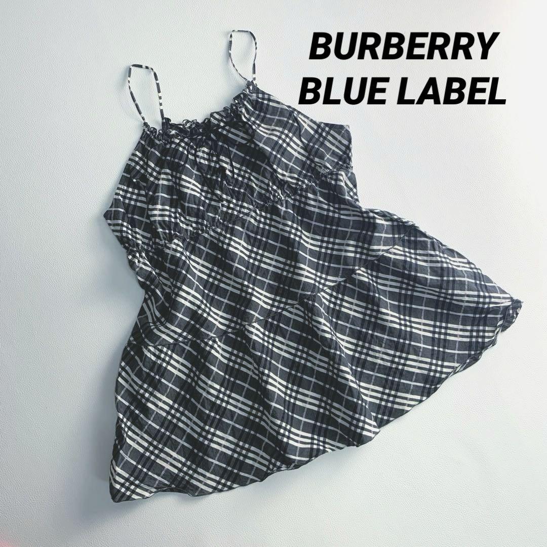 【素敵なデザイン❗️】BURBERRY ノバチェック柄 総柄 キャミソール Y2K 極美品 バーバリーブルーレーベル キャミ ティアード チュニック