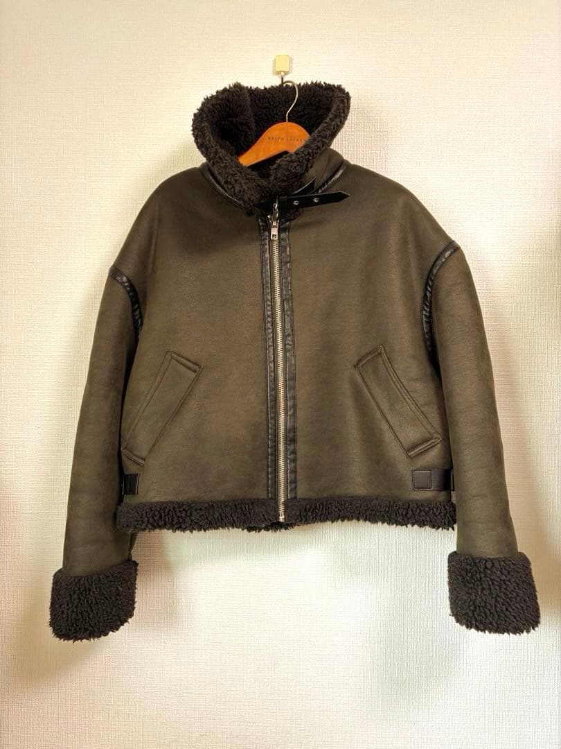 ZARA ザラ B-3 フライトジャケット フェイク ムートン カーキ グリーン ZARA ザラ B-3 フライトジャケット フェイク ムートン カーキ グリーン