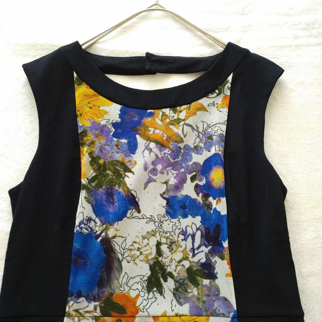 VIVIENNE TAM 花柄 ノースリーブワンピース 日本製 黒 size1