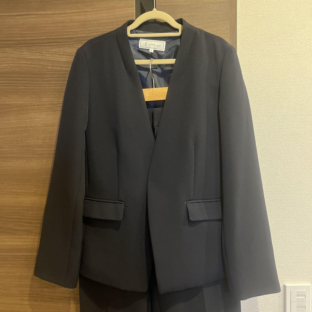 極美品 Ropé Picnic ロペピクニック パンツスーツ 38 M ネイビー