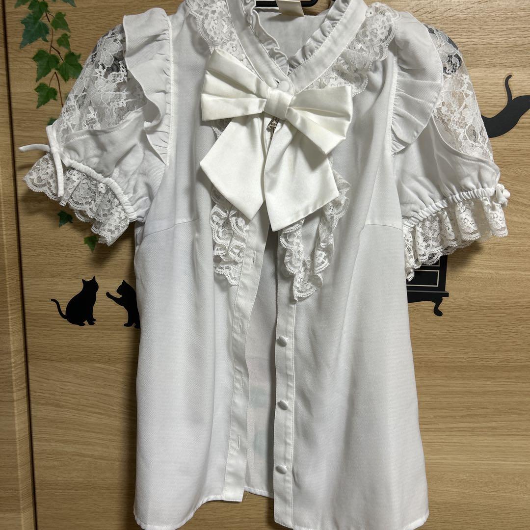Secret Honey ブラウス 半袖 ダブルレースフリルブラウス