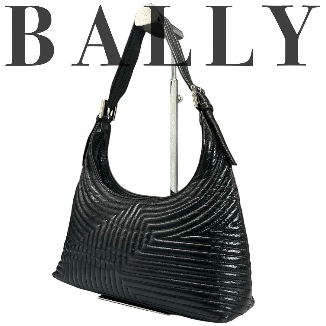 美品 BALLY キルティング ワンショルダーバッグ レザー ブラック 黒