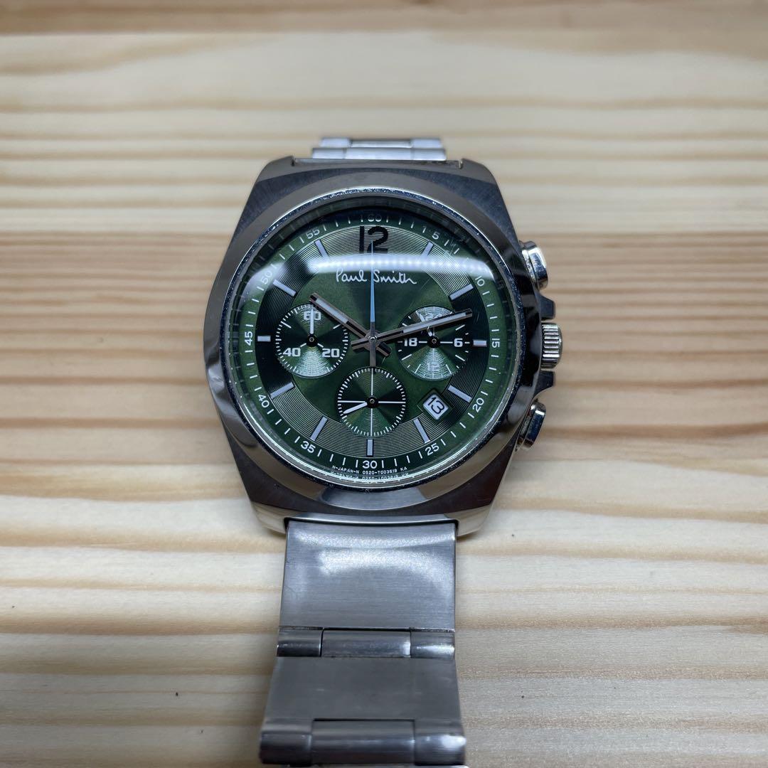 ☆美品☆電池新品☆Paul Smith クロノグラフ 腕時計 希少グリーン
