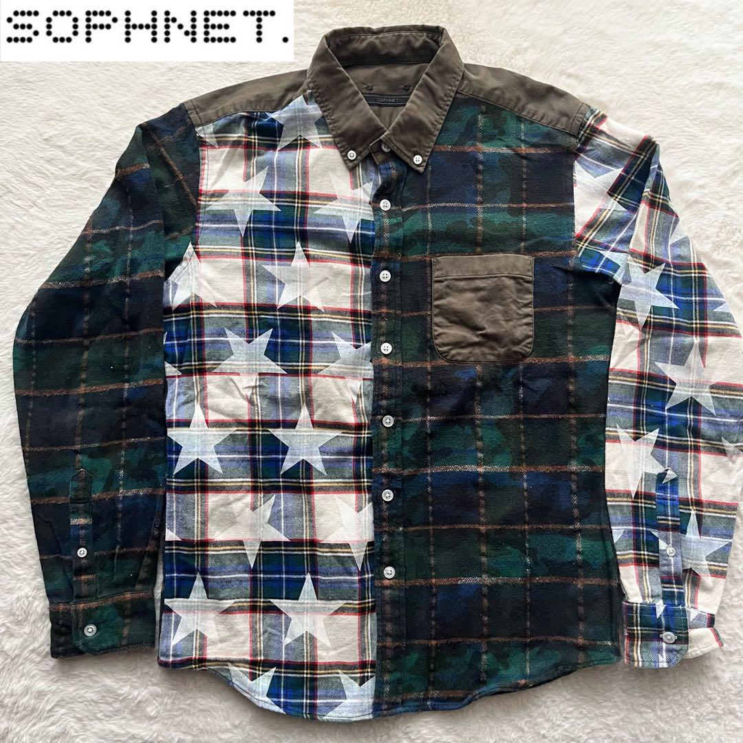 sophnet. ソフネット カモ チェック スター 長袖 切り替え ネルシャツ