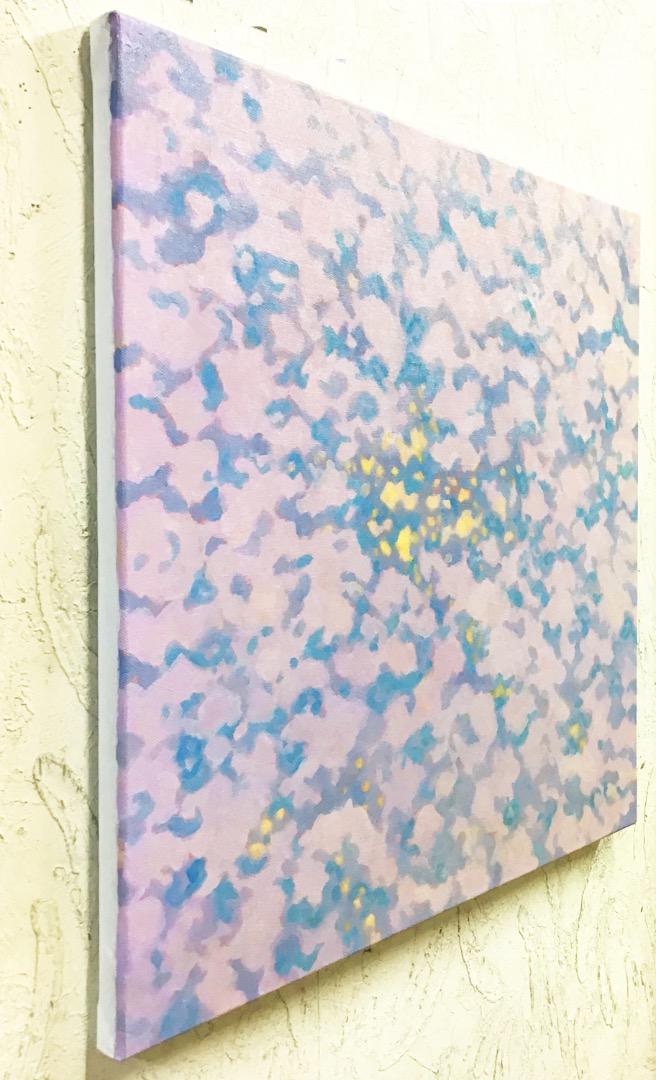 通販サイト一覧 絵画 846 油絵/抽象画風/自然のパターン/青/ピンク/S8号 絵画