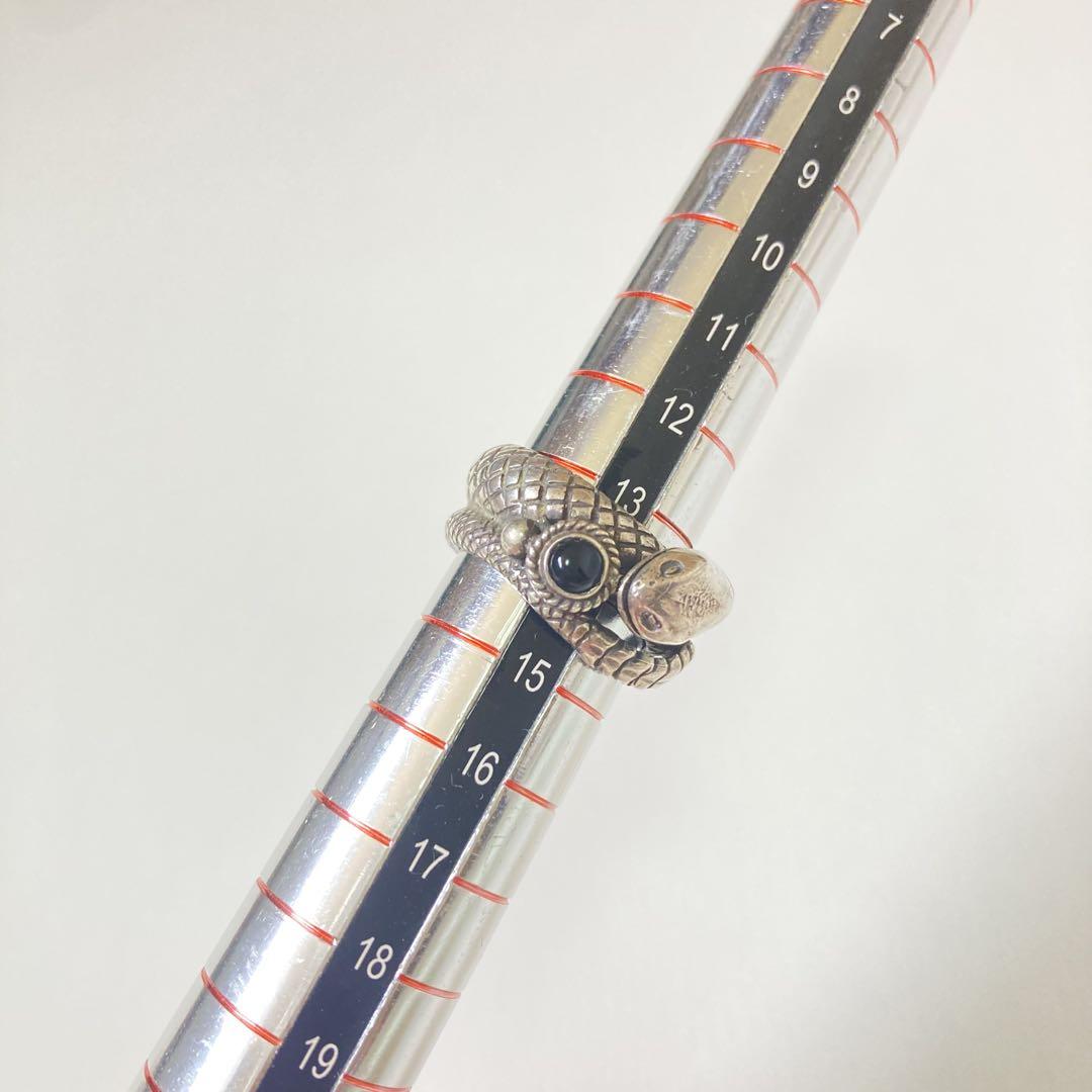 あるじゃん AG FACTORY風 シルバーリング 14号 スネーク 黒石 あるじゃん AG FACTORY風 シルバーリング 14号 スネーク 黒石