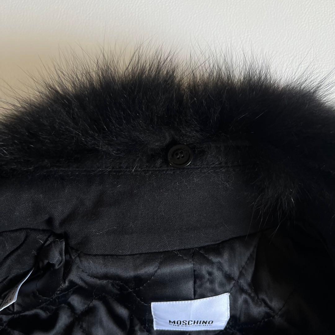 襟ファー付トレンチコート フリル