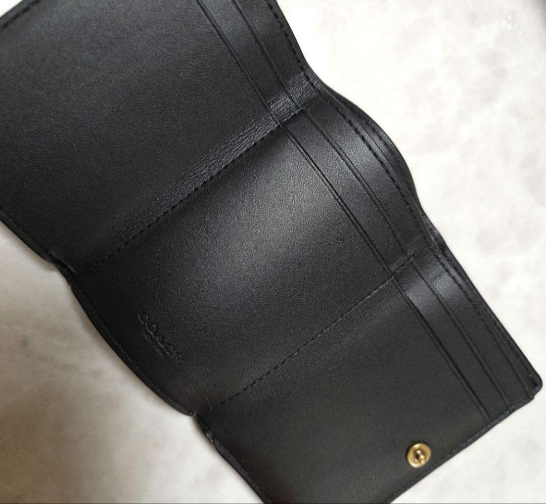 COACH 三つ折財布 Cロゴ トライフォールド　コンパクトウォレット　黒