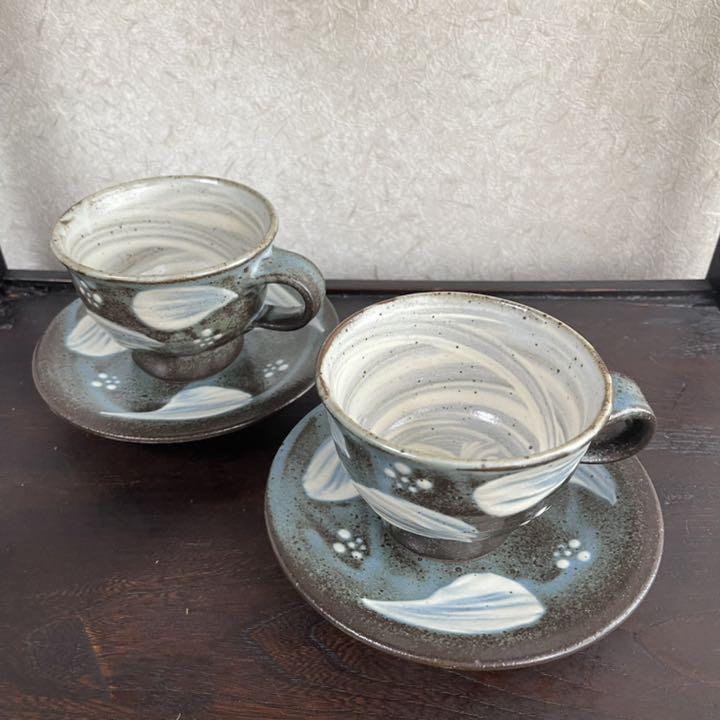 神谷正一 ティー、コーヒーカップ&ソーサー 2客組 1. 益子焼島岡達三