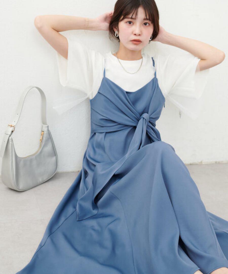 ナチュラルクチュール　osonoアシメカシュクールリボンキャミワンピース
