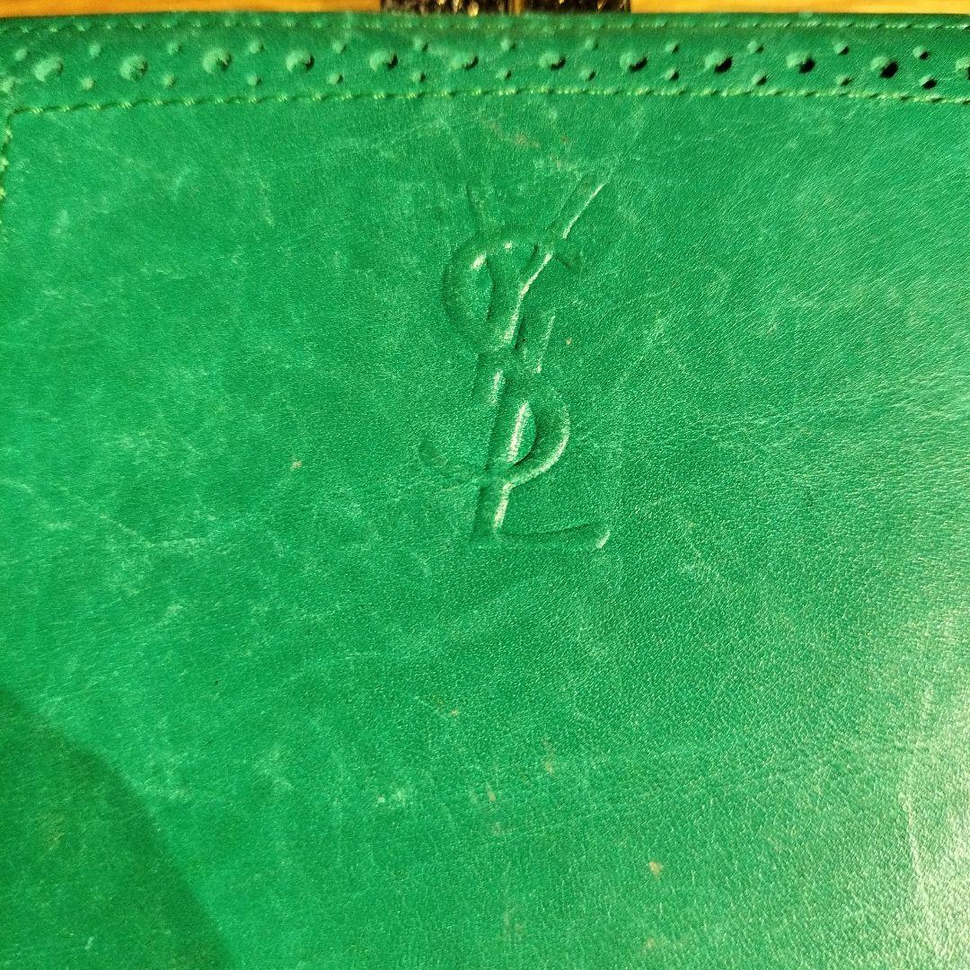 YSL グリーン 二つ折り財布 イブサンローラン - メルカリ