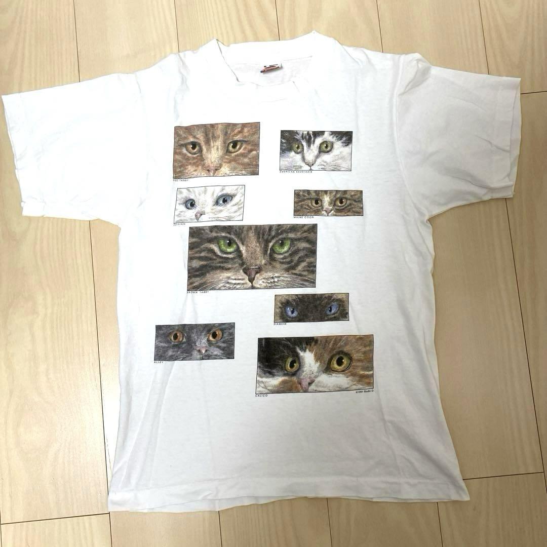 猫 tシャツ 90s USA アメリカ製 cat アートtシャツ アートT