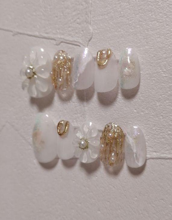 SALE／102%OFF】 ホワイトゴールドニュアンスネイルチップ 前撮り成人 