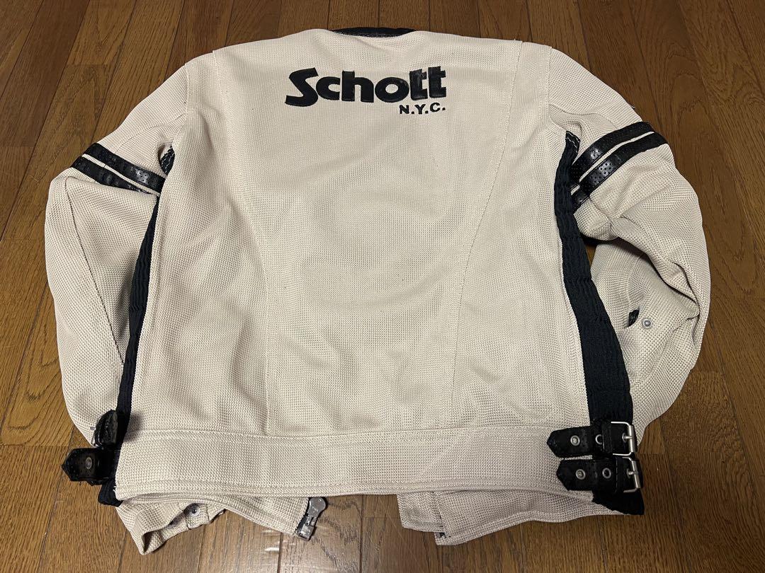 Schott メッシュバイクジャケット ベージュ・黒　42