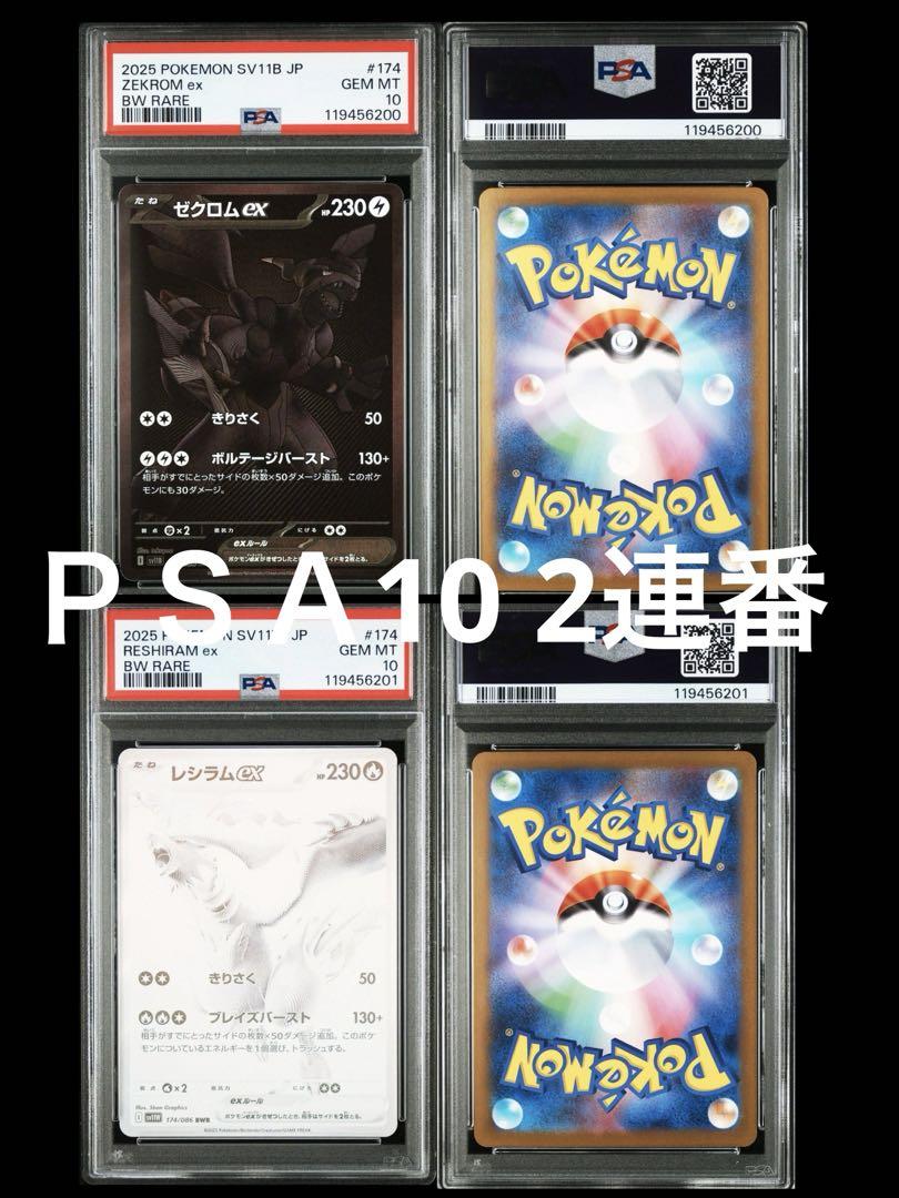 ゼクロム レシラム BWR 連番 PSA10 ブラックボルト ホワイトフレア
