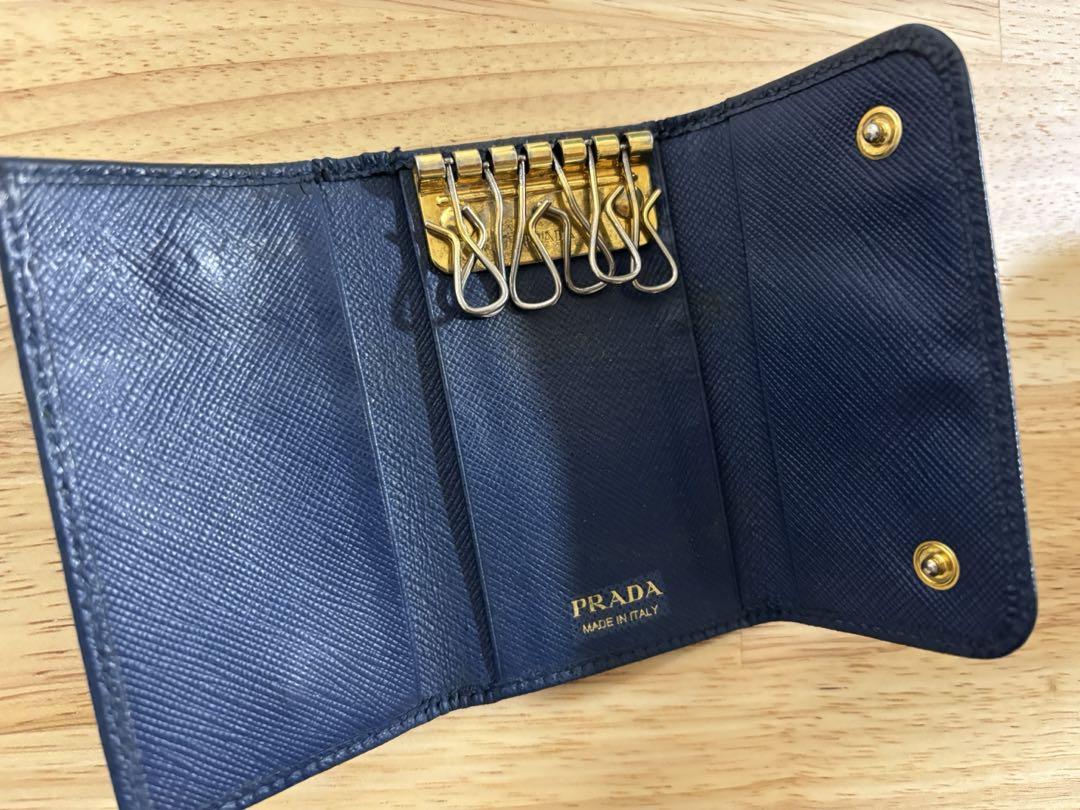 PRADA プラダ 6連キーケース サフィアーノレザー　ネイビー×ゴールド