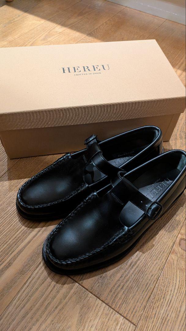 【HEREU】ALBER T-bar Loafer/black/38
