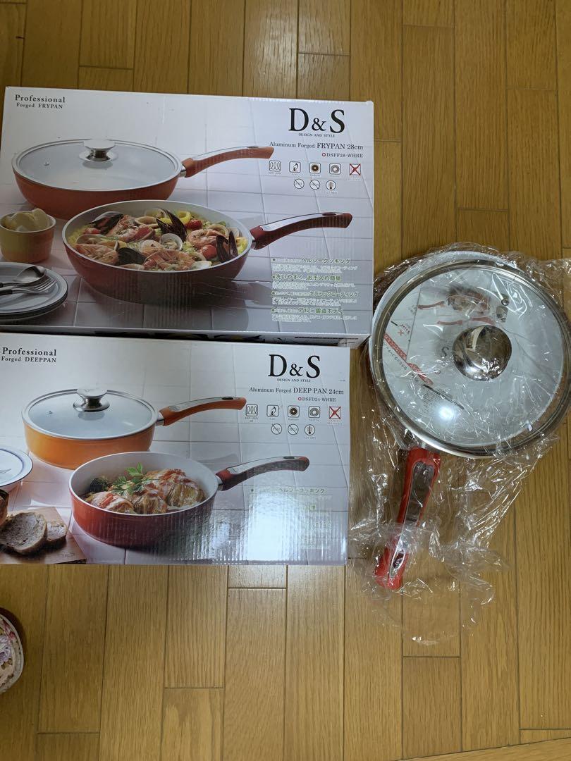 D&S フライパン 赤 大 蓋付き IH対応
