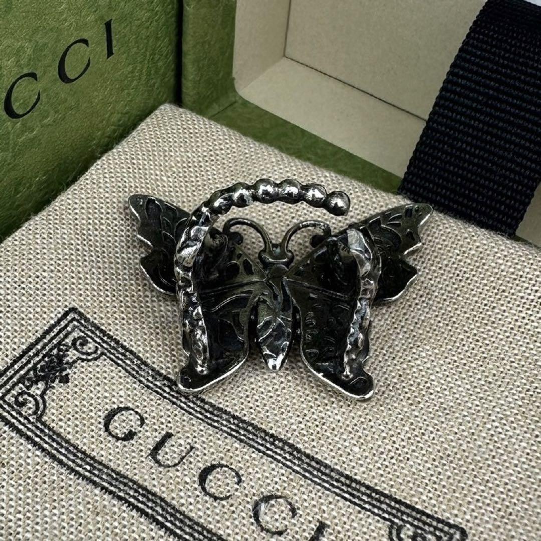 GUCCI リング 指輪 バタフライ 蝶 クリスタル ラインストーン S