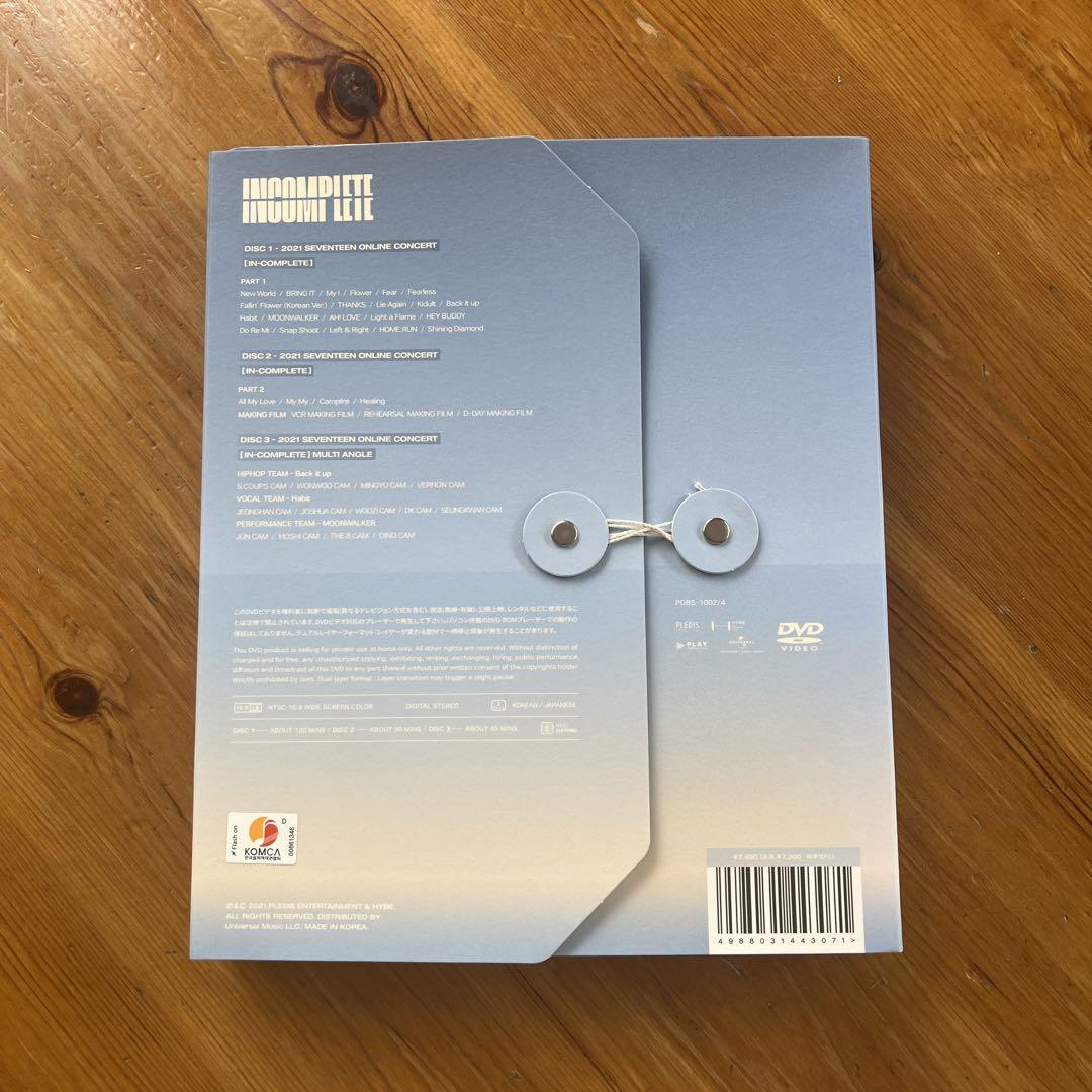 その他 INCOMPLETE   SEVENTEEN  DVD