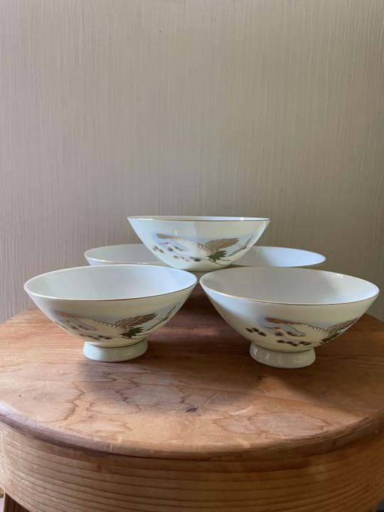 鶴ご飯茶碗5客