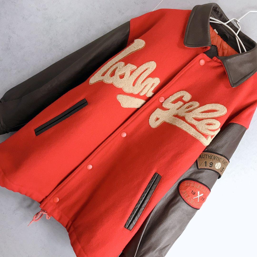 レッド系,L【楽天最安値に挑戦】 【ロサンゼルス ドジャース】80s 90s オンラインストア売上 90s ドジャース】80s 【ロサンゼルス カウレザー スタジャン ワッペン スタジャン