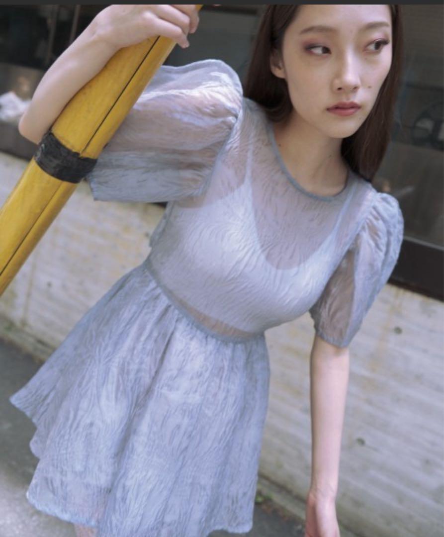ワンピース HONEY MI HONEY jacquard puff sleevetunic