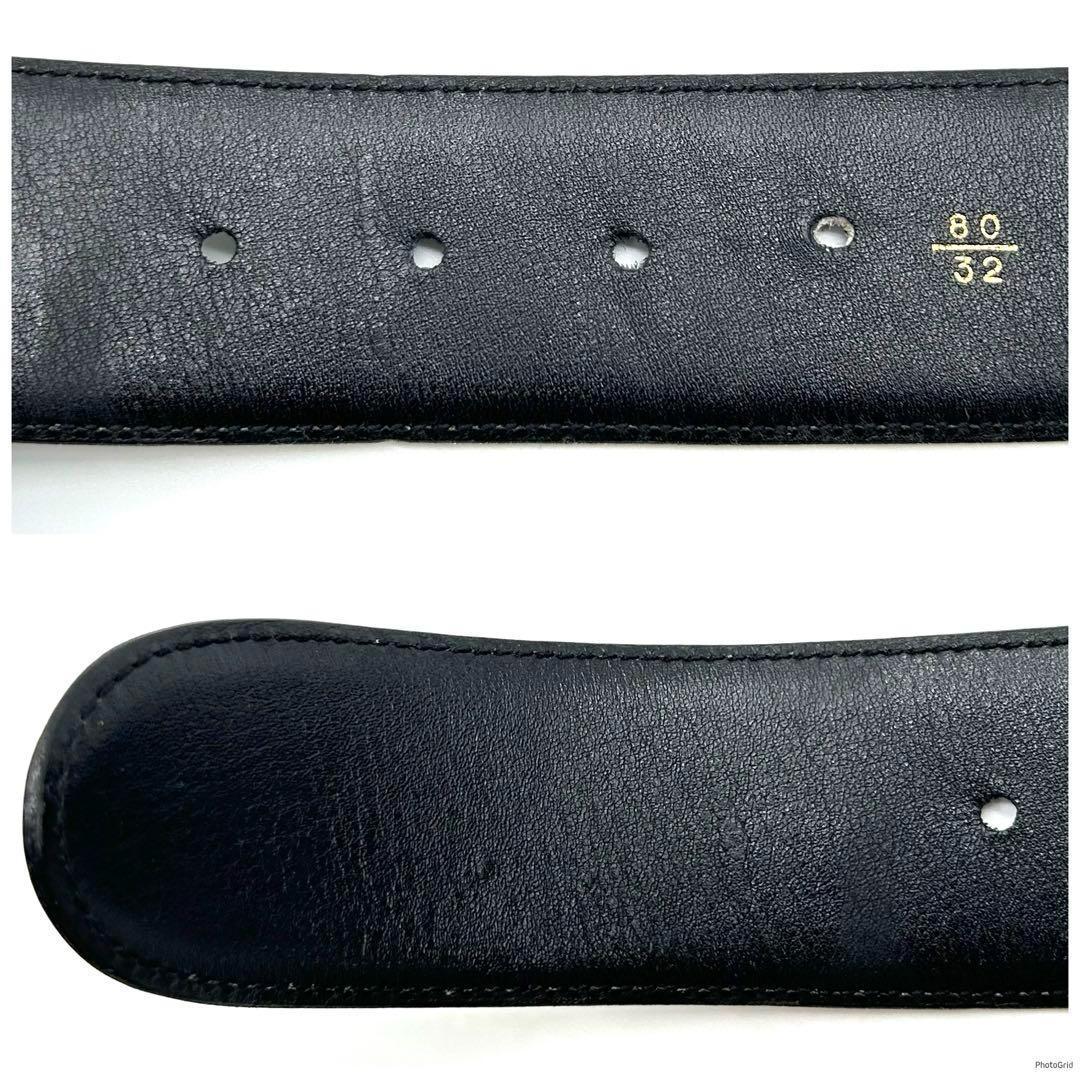 オールドグッチ　GUCCI　レザーベルト　インターロッキング　ゴールド金具　黒