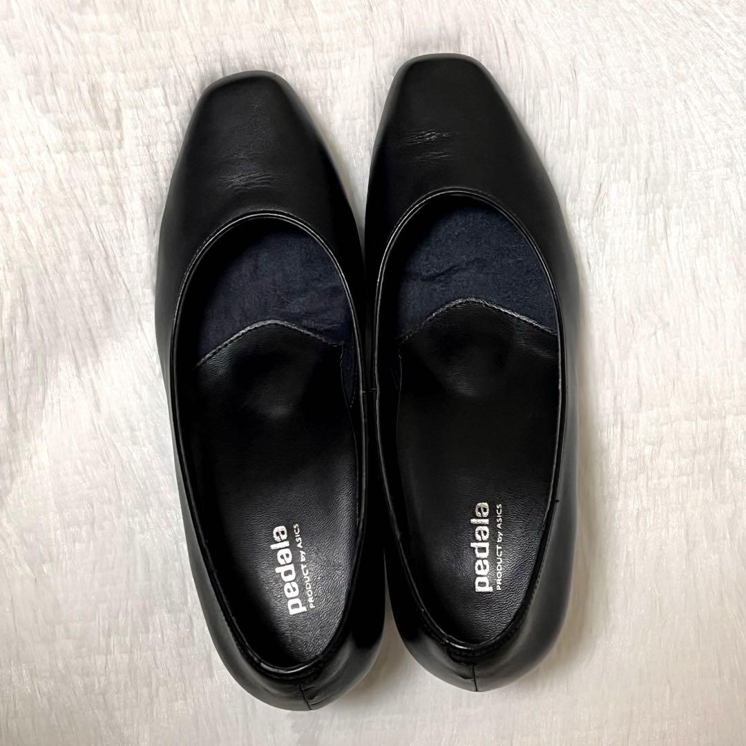 美品✨アシックス pedala パンプス スクエアトゥ レザー 現行品