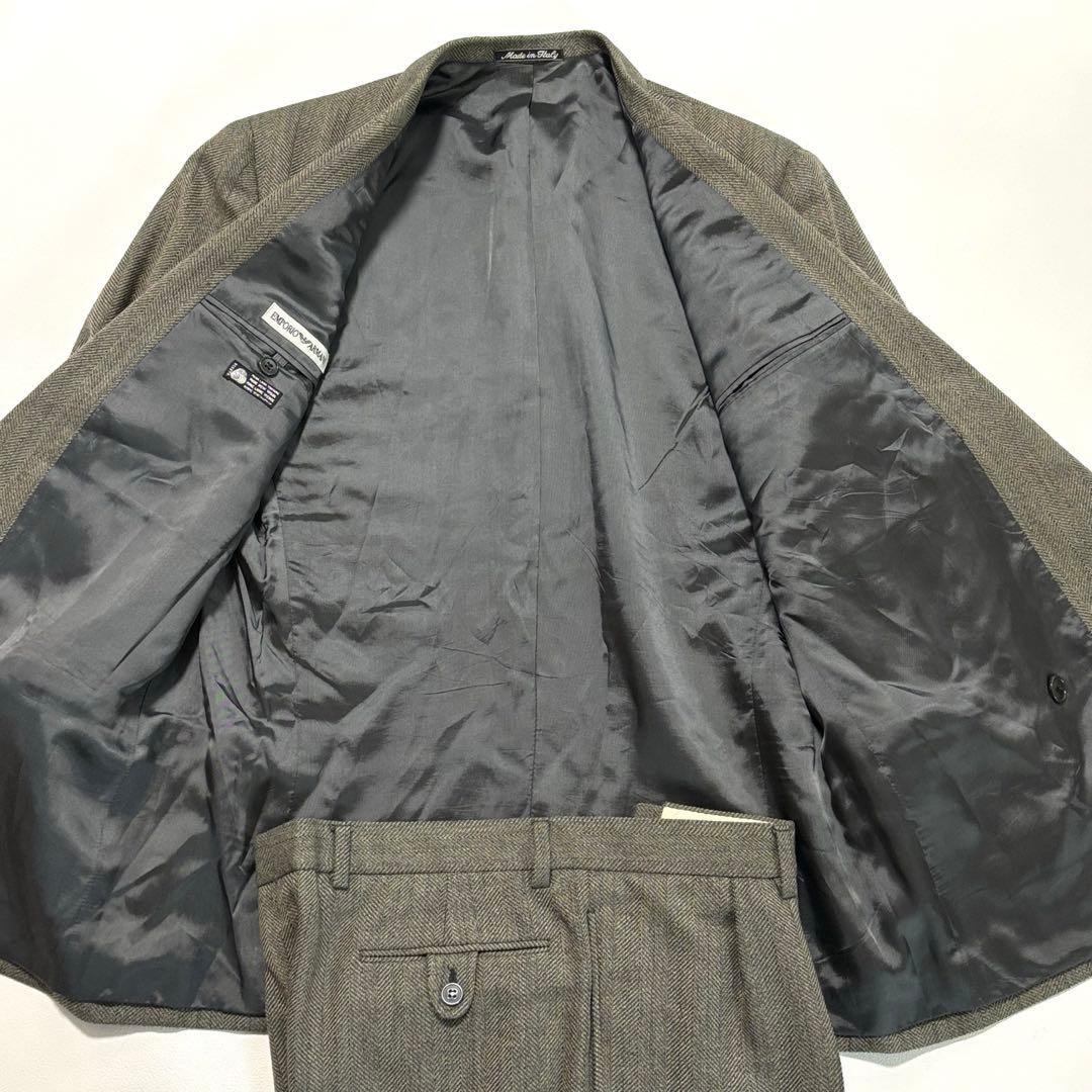 エンポリオアルマーニ XLサイズ ヘリンボーン柄 スーツ セットアップ ダブル エンポリオアルマーニ XLサイズ ヘリンボーン柄 スーツ セットアップ ダブル