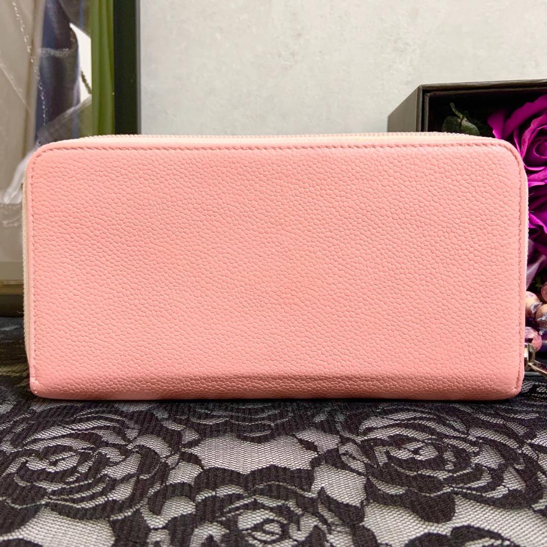 【美品】CHANEL　シャネル 　ラウンド　長財布　ウォレット　ピンク　シルバー