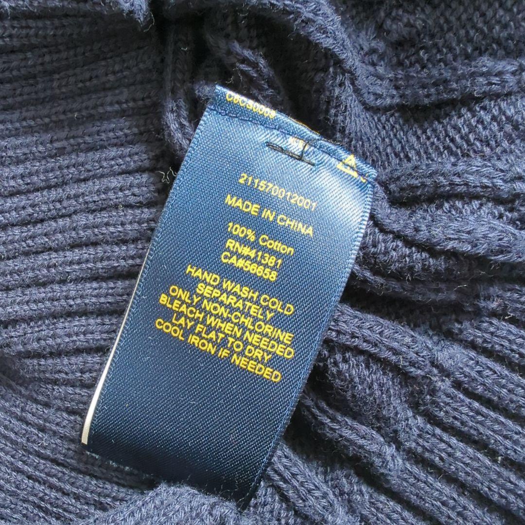 【美品】Ralph Lauren 現行タグ ケーブルニット　コットン ホースロゴ