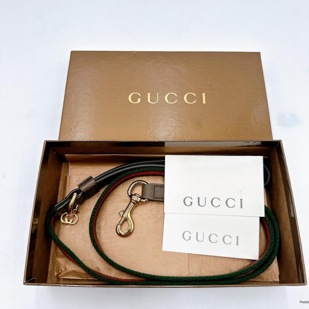 【新品未使用品】GUCCI グッチ　犬用リード　シェリーライン　GGマーク116 新品未使用品】GUCCI グッチ犬用リードシェリーラインGGマーク116