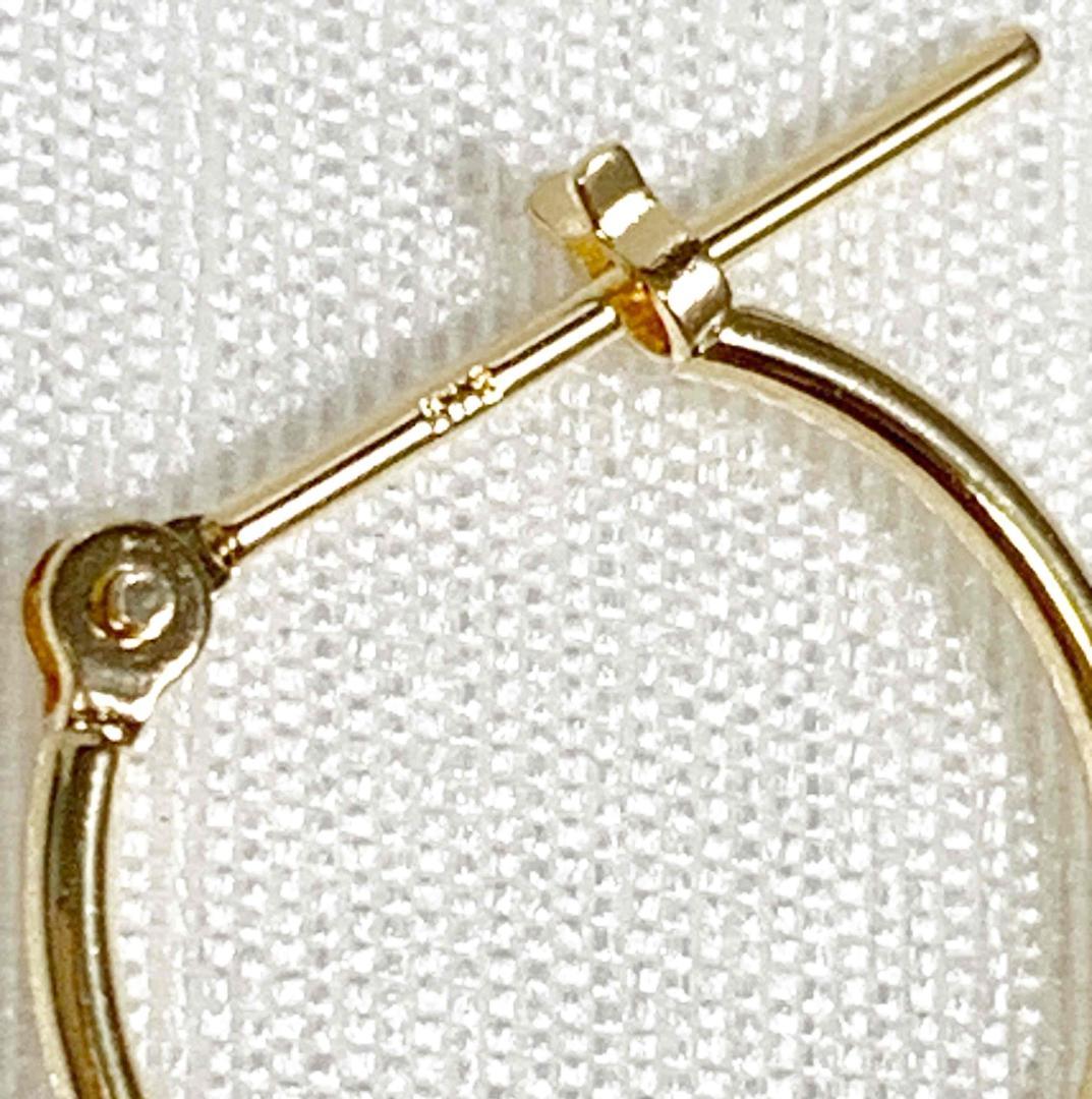 ＊由佳＊18金【1×10mm 定番フープピアス 2ペア】刻印入 新品！