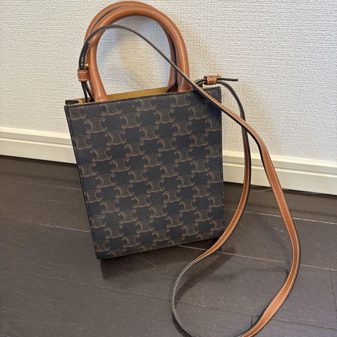CELINE ショルダーバッグ ダークブラウン キャンバス