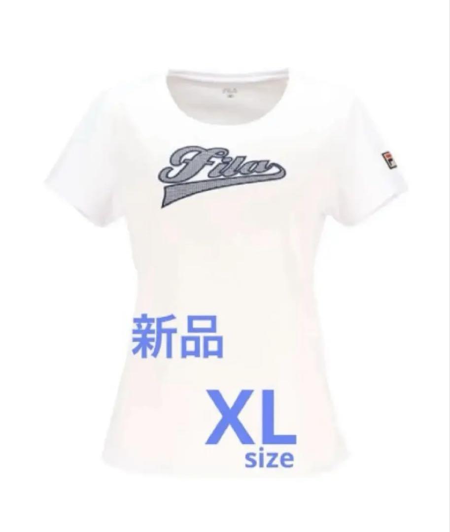 No.357 FILA ギンガムチェックロゴの白T✩.*˚XL✩.*˚新品