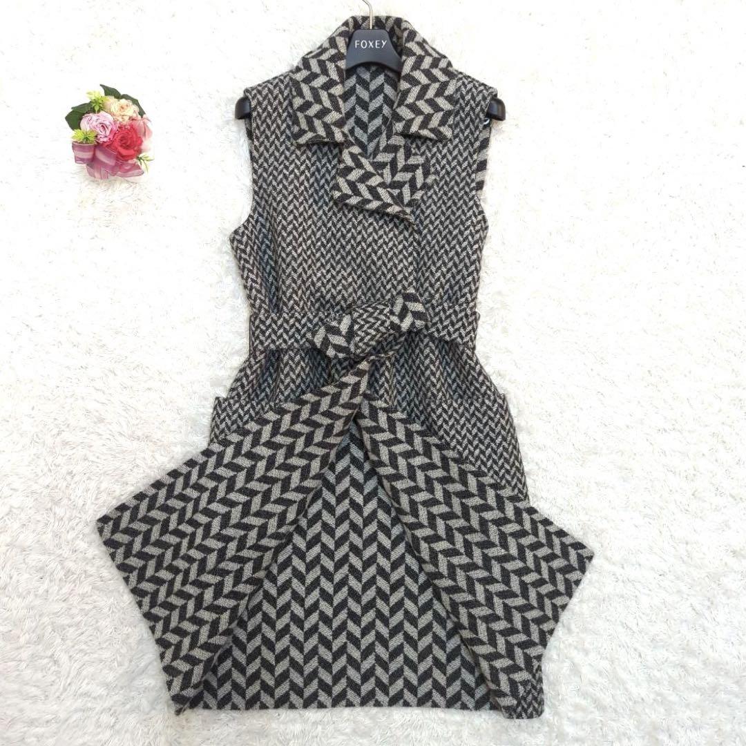 美品♡MaxMara クチートアマーノ ベルト付 ロング ジレ 黒 Lサイズ 美品♡MaxMara クチートアマーノ ベルト付 ロング ジレ 黒 Lサイズ