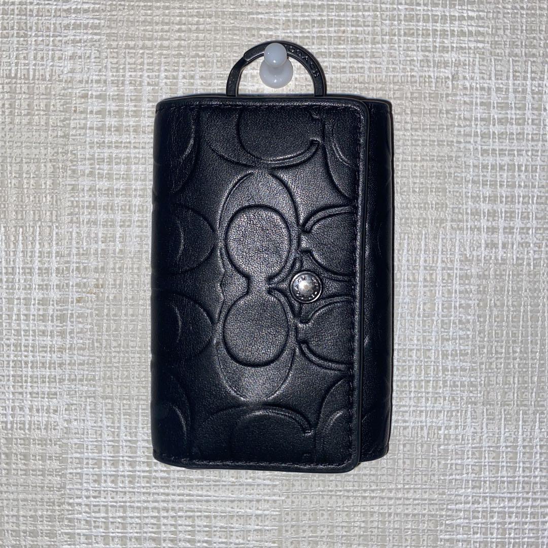 COACH ブラックレザーキーケース ☆新作☆ COACH キーケース 新品 ブラック コーチ レザー メンズ
