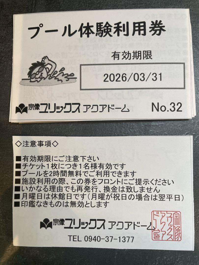 流れ星様　専用プール体験利用券 ユクリックス アクアドーム10枚 7600円分