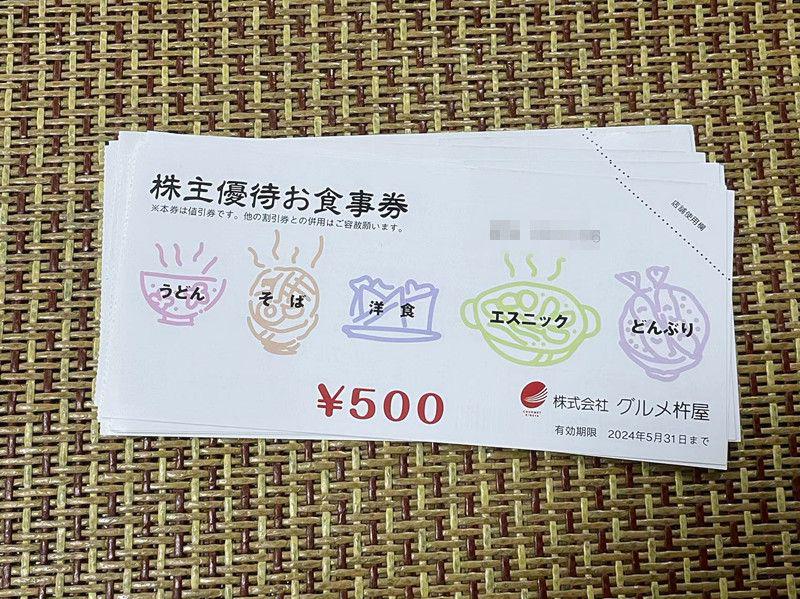 グルメ杵屋株主優待券10,000円