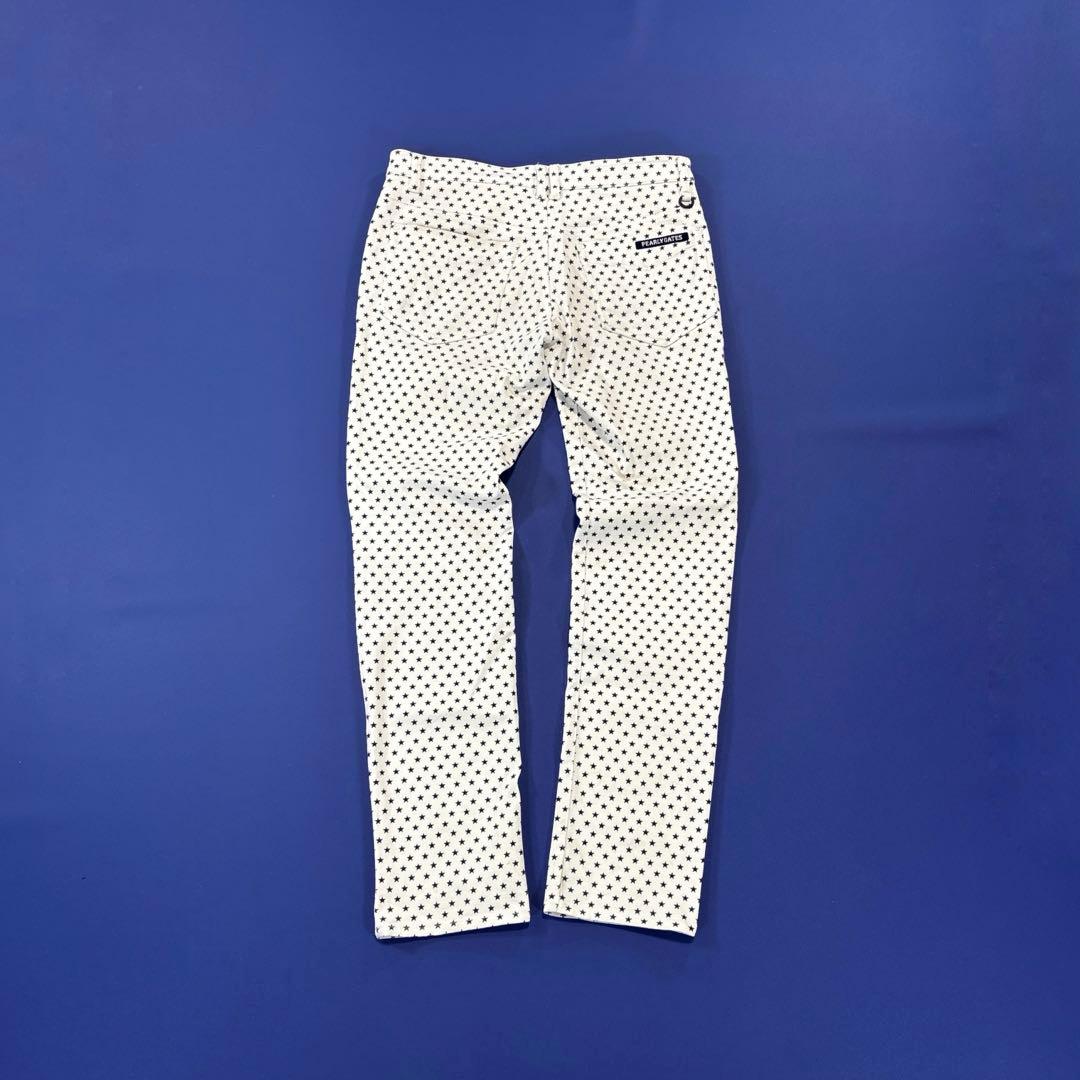 パーリーゲイツ ロングパンツ 4/M ホワイト 星 総柄 メンズ ゴールド