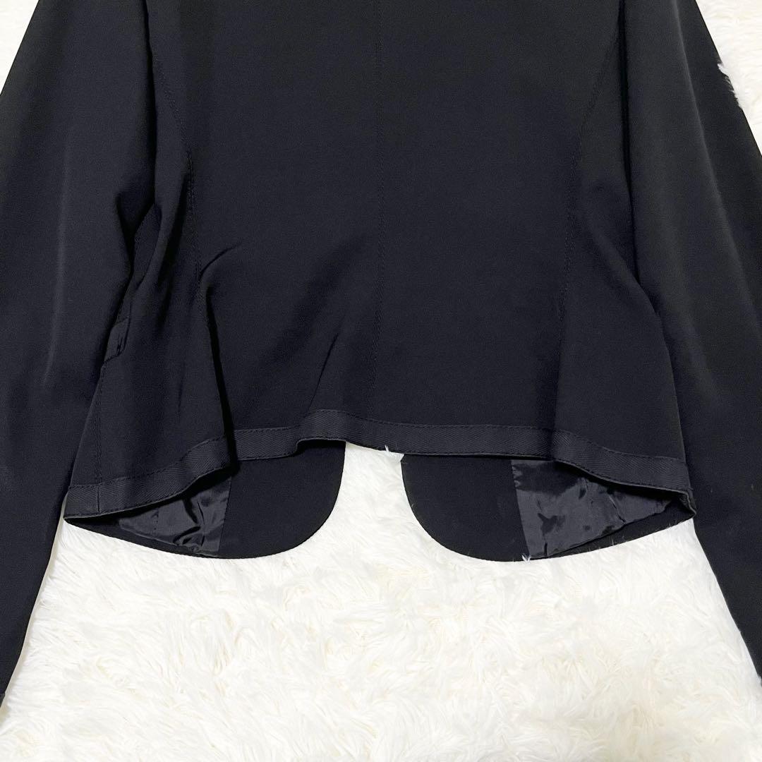 極美品】EMPORIO ARMANI レザーフリル ノーカラージャケット