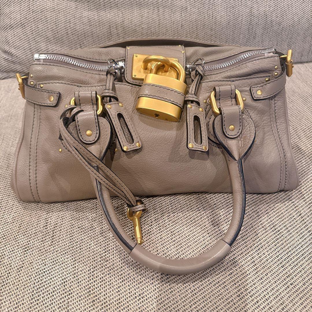 極美品 Chloe クロエ パディントン ハンドバッグ グレージュ