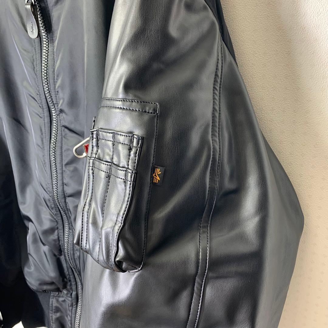 アルファ × モンキータイム レザースリーブMA-1ジャケット XL ブラック アルファ × モンキータイム レザースリーブMA-1ジャケット XL ブラック